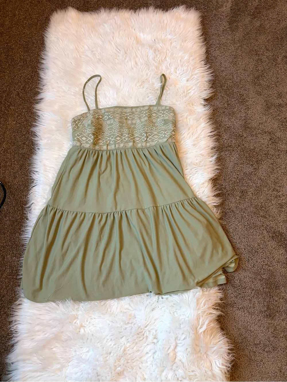 Sage Green Tiered Spaghetti Strap Dress